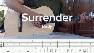 SURRENDER - BIRDY FINGERSTYLE GUITAR COVER TUTORIAL TAB