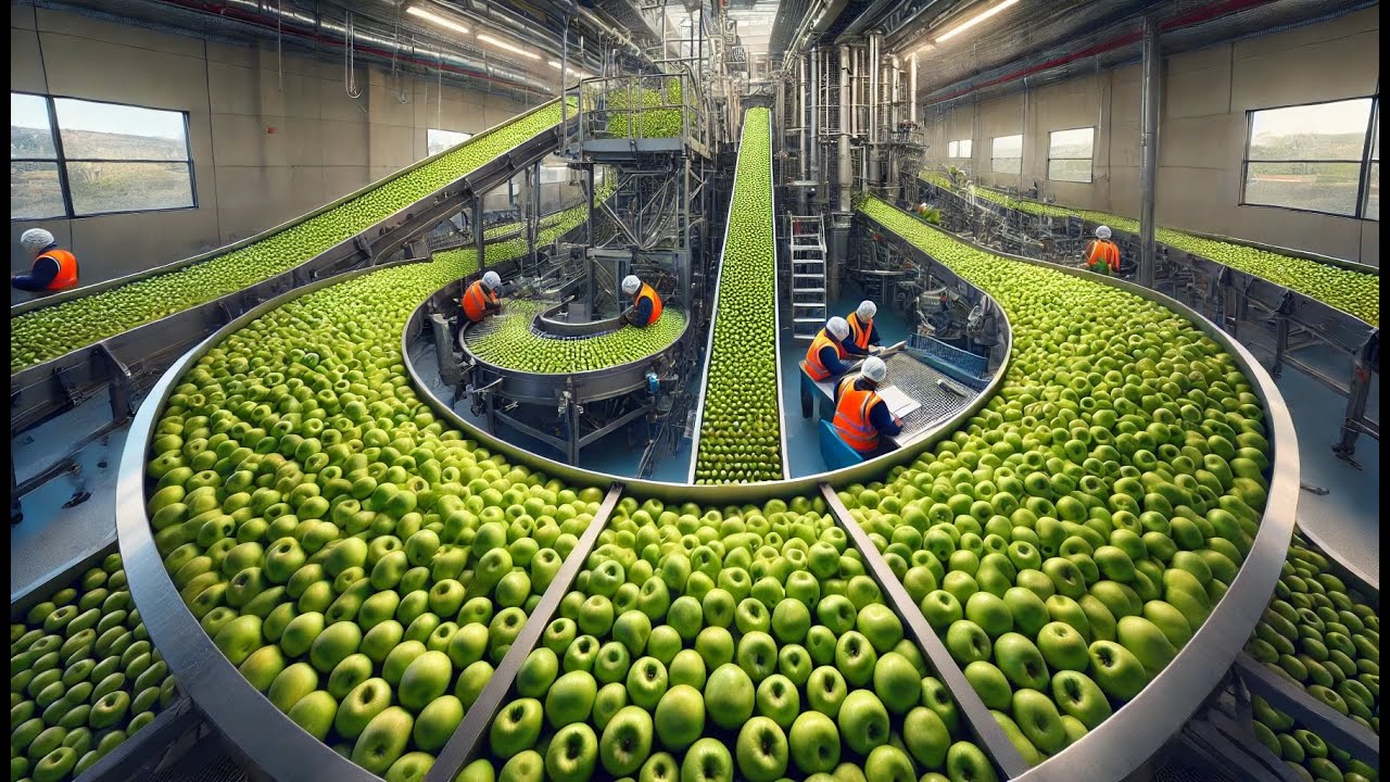 How MILLIONS of Green Apples are Harvested and Processed | Green Apples Juice Production