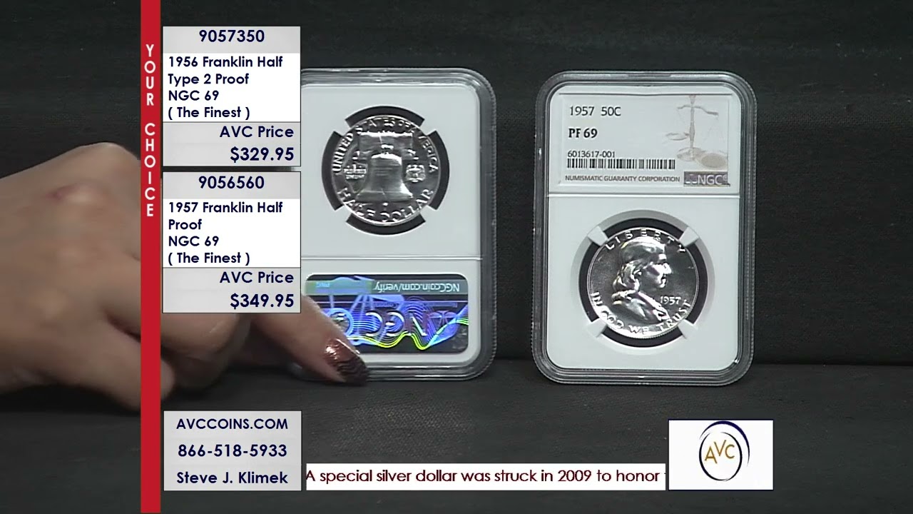 1956 (Type 2) & 1957 Franklin Half Dollar - Proof - NGC 69 - YouTube