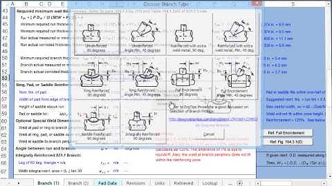 Pipe Branch Reinforcement Calculator - ASME B31.1