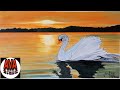 How to paint Acrylic landscape/swan painting/Time-lapse/Arts of Varuna Arya