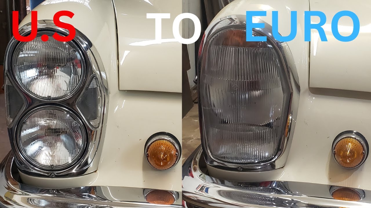 US TO EURO HEADLIGHTS. MERCEDES W108/W109 - YouTube