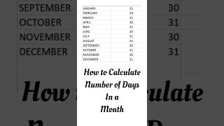 How To Calculate Number Of Days In A Month viral shortfeed excel exceltutorial trending tech