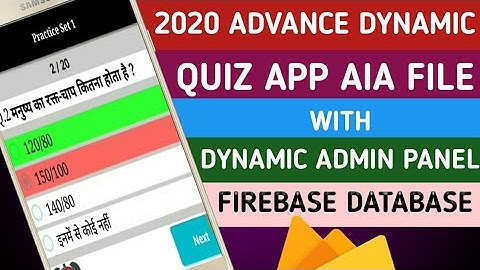 2020 ADVANCE DYNAMIC QUIZ APP AIA FILE + ADMIN PANEL AIA FILE | FIREBASE PROJECT | DYNAMIC QUIZ APP