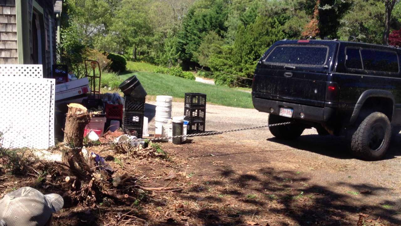 24v Cummins Stump Pulling - YouTube