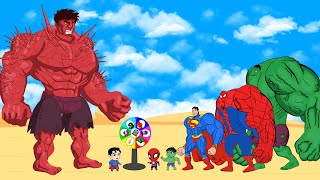 Rescue SUPERHERO HULK Family & SPIDERMAN, SUPER MAN vs RED HULK MONSTER : Who Is The King?