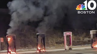 Fire at Tesla charging station deemed suspicious
