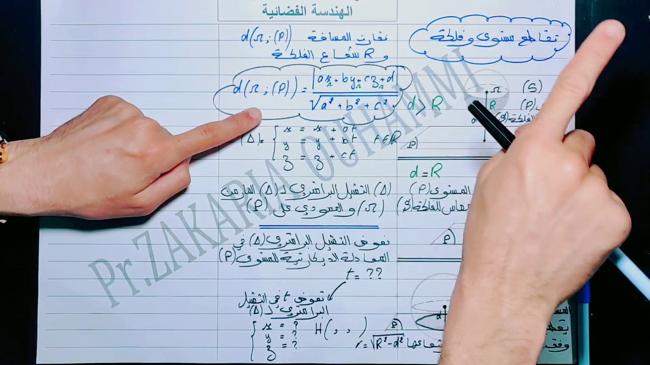 الجزء 12 : الهندسة الفضائية  تقاطع مستوى وفلكة