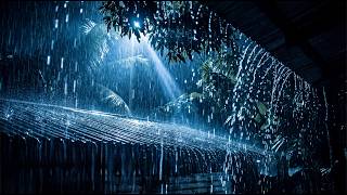 Heavy Rain on Metal Roof at Night | Calm Rainfall Ambience | Static Camera | 5 Hours