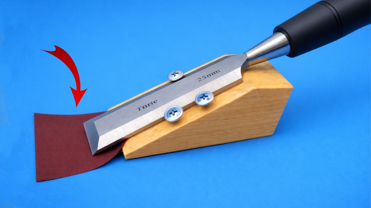 Как заточить стамеску до бритвенной остроты, как у плотника | Простой и эффективный метод | Неожидан