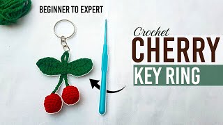 Easy Crochet Cherry Keychain Tutorial for Beginners | crochet cherry keychain step by step