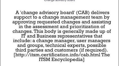 Change Advisory Board