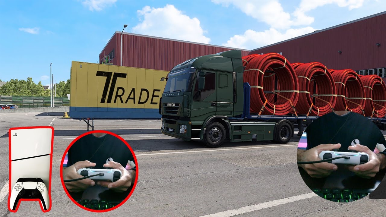 ETS 2 no Playstation 5 será assim -  Carregando Tubos de plásticos - DualSense