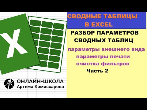 Сводные таблицы Фишки, Параметры страниц (параметры внешнего вида, печать, очищение фильтра) Часть 2