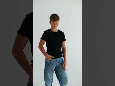 Детская футболка черная, бесшовная, 100% хлопок, рибана | Наталюкс 21-3302, видео 1