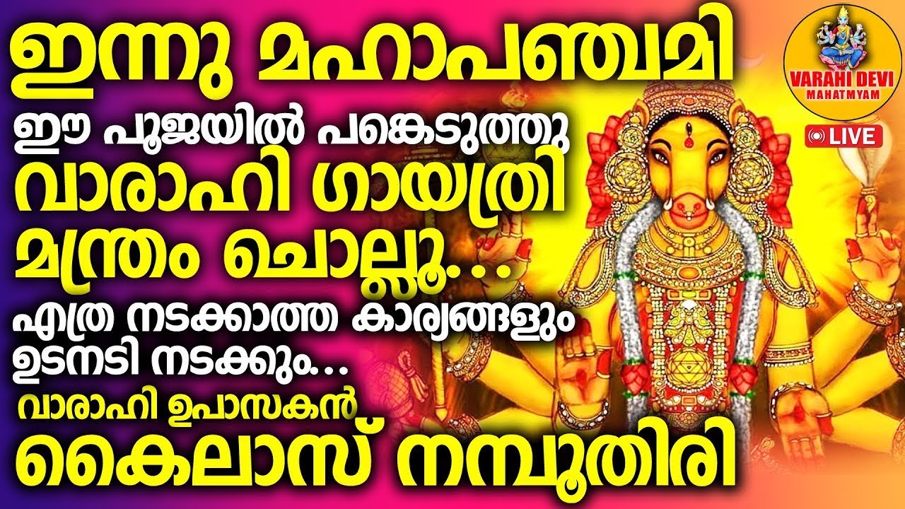 വിചാരിച്ച കാര്യം എത്ര കഠിനമായതും ഞൊടിയിടയില്‍ നടന്നു കിട്ടാന്‍ വജ്ര വാരാഹി മന്ത്രം.. VARAHI LIVE..