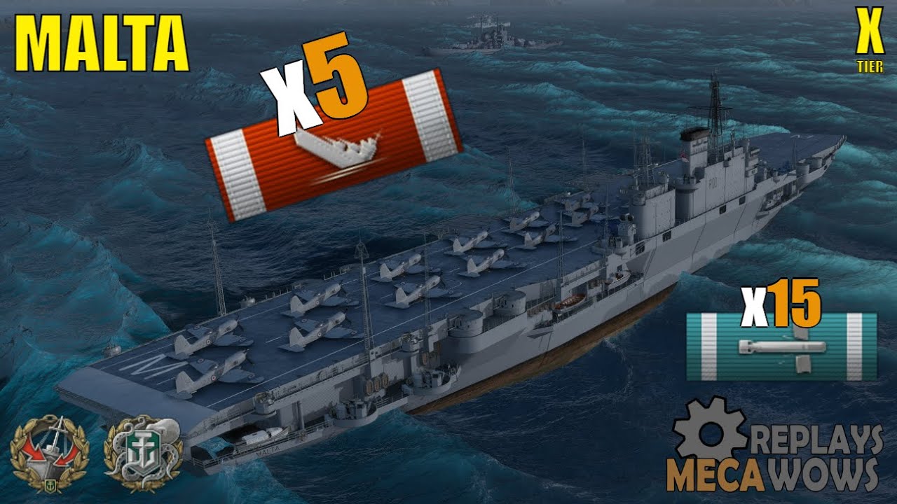Aircraft Carrier Malta 5 Kills & 129k Damage | World of Warships ...