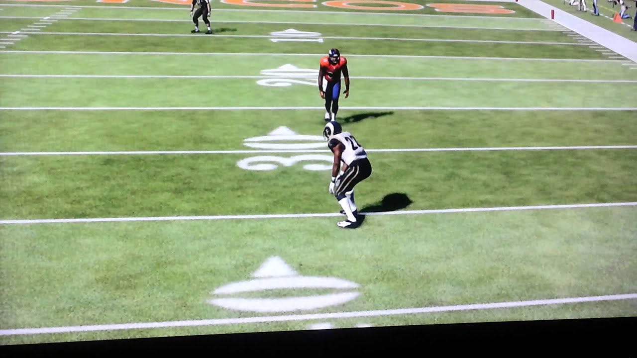 Interception by trumaine johnson CB on Rams on mad