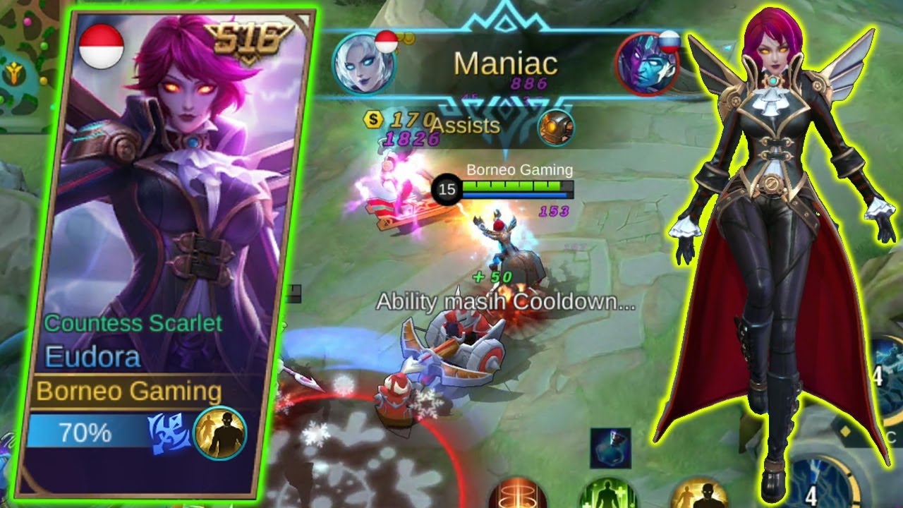 Eudora Countess Scarlet Skin Season 16 Gameplay Animation Mobile Legends Bang Bang Youtube