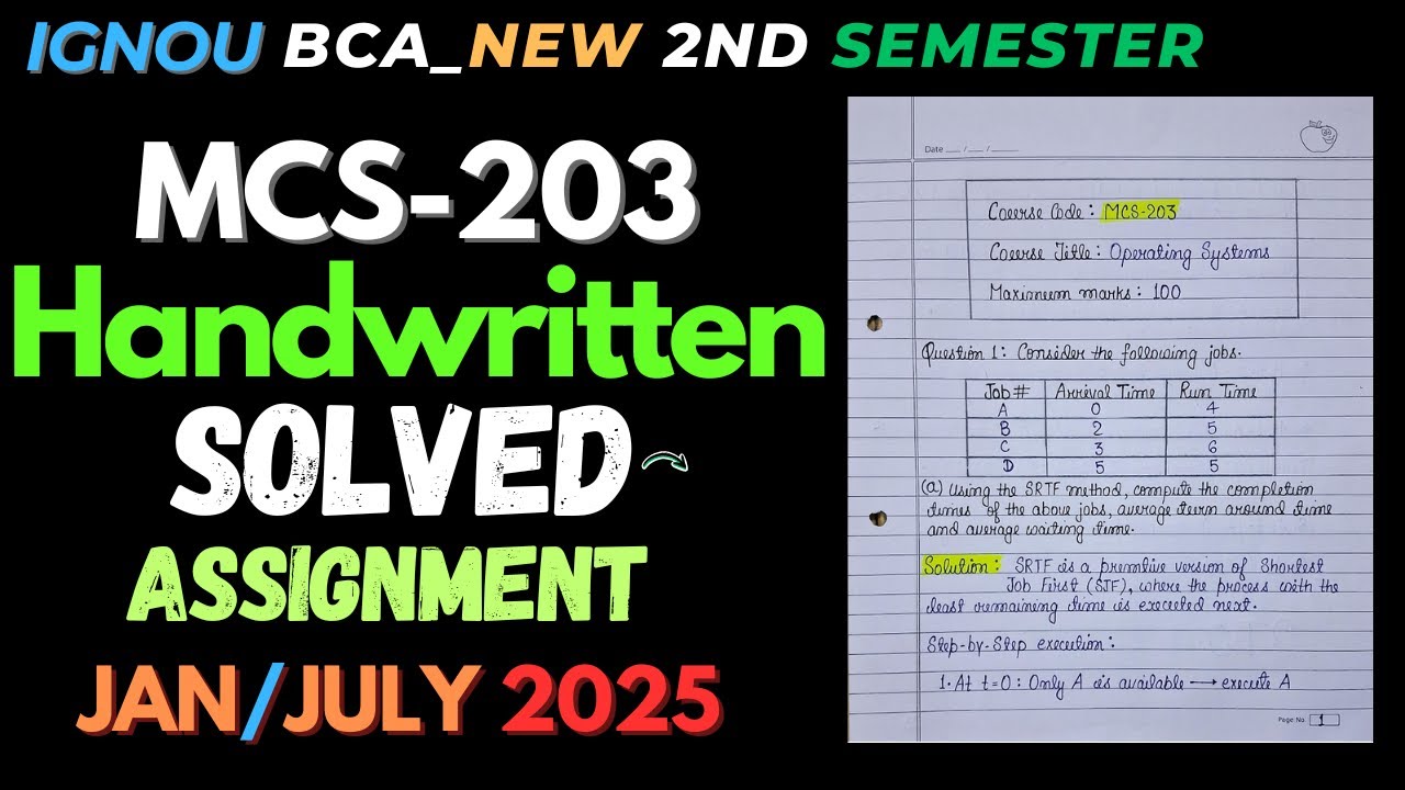 MCS-203 HANDWRITTEN SOLVED ASSIGNMENT 2025 |IGNOU BCA_New 2nd Semester Handwritten Solved Assignment