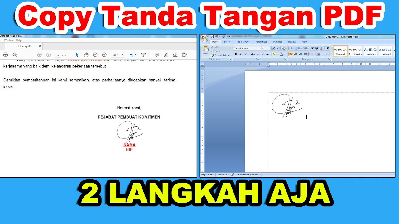 Cara Copy Tanda Tangan Dari Pdf Ke Word 2 Langkah Aja Youtube