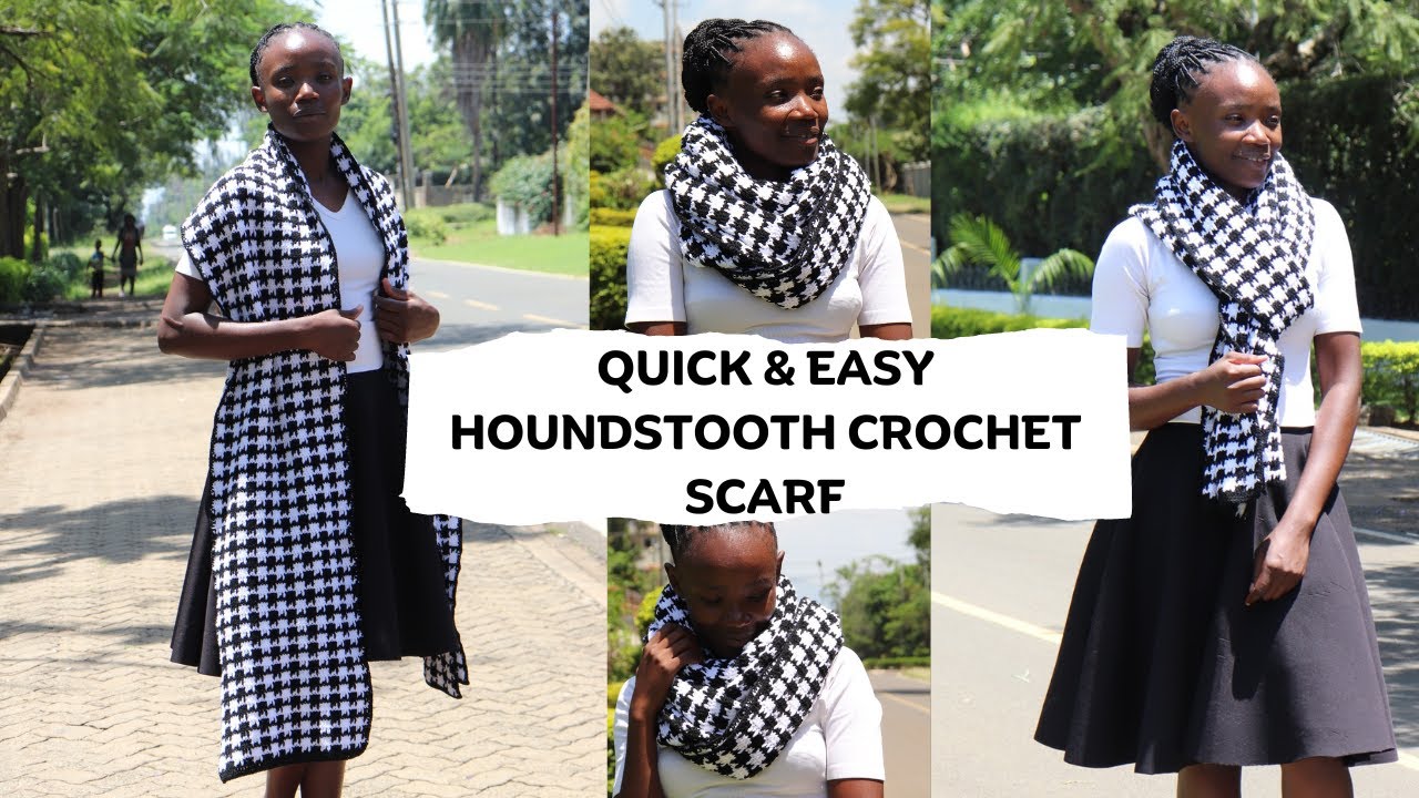 Quick and Easy crochet houndstooth scarf. Only 4 rows repeat || dreamcrochets