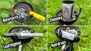 What's the FASTEST Way to Light Charcoal?  Chimney vs Blowtorch vs Looftlighter