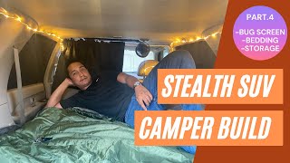 Budget SUV Stealth Camper Build | Nissan Pathfinder Storage Bug Screen and Bedding