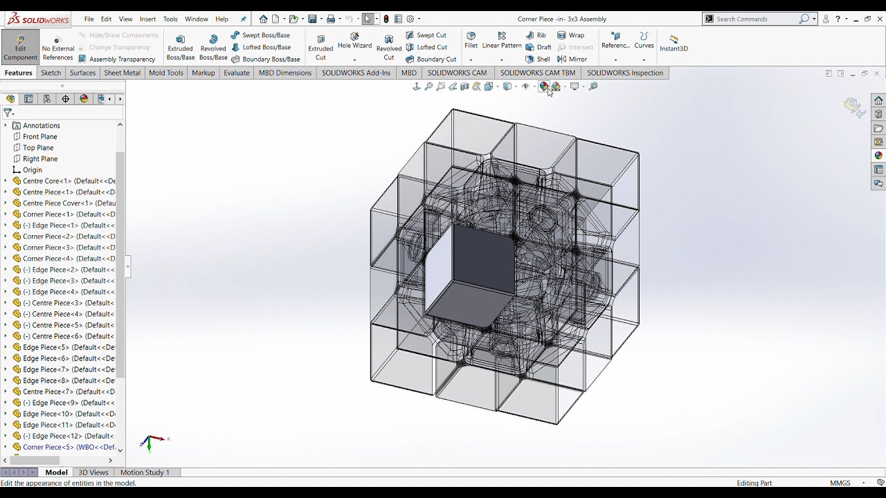 3x3 Rubics Design in Solidworks - YouTube
