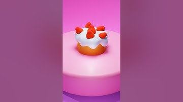 Strawberry Shortcake Anyone? #blender3d #blenderanimation #b3d #3DFood #cuteart #strawberryshortcake