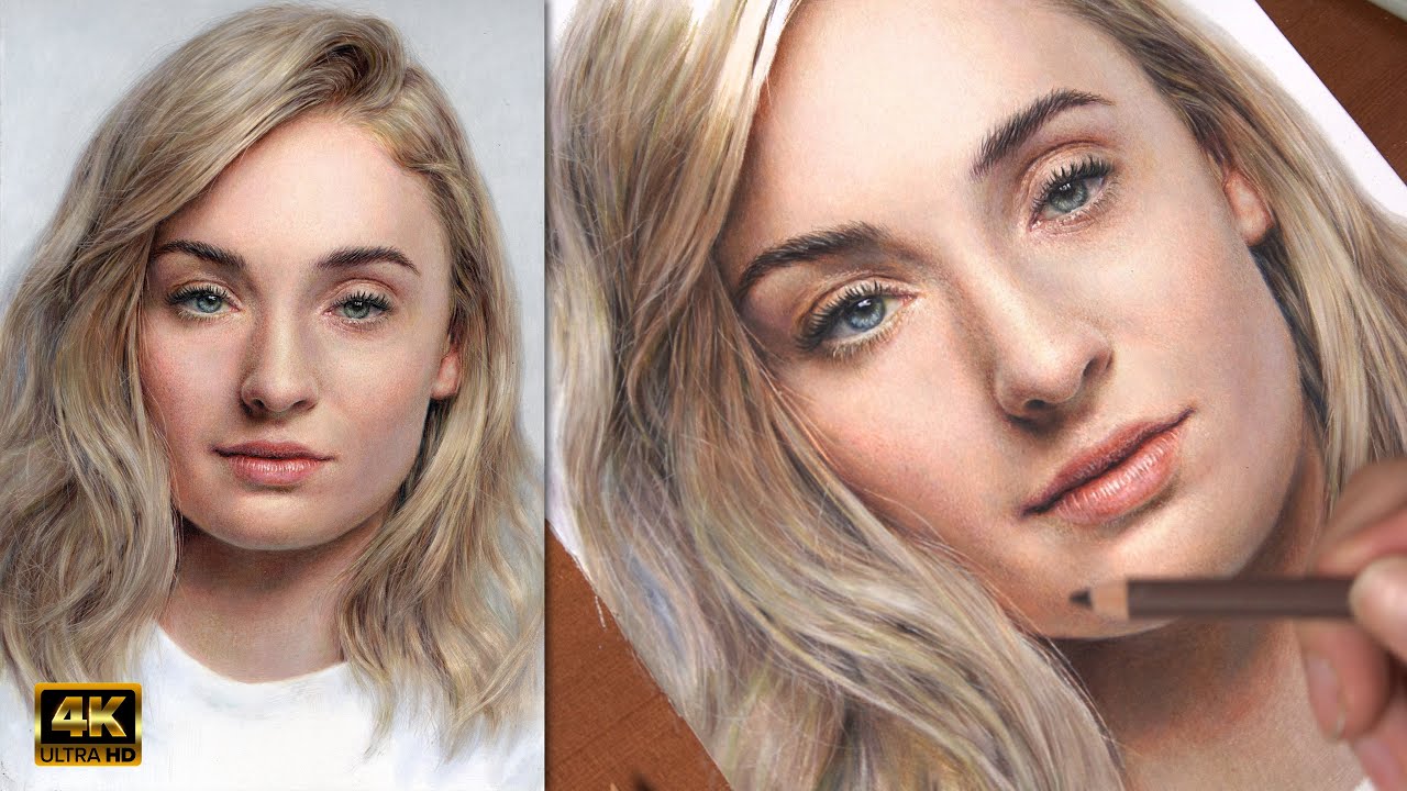Real Time Drawing Sophie Turner in Colored Pencil || Part 4