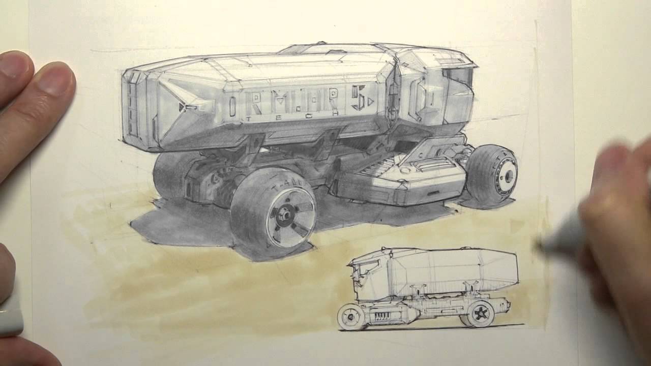 Copic Marker Rendering Sci Fi Truck Youtube