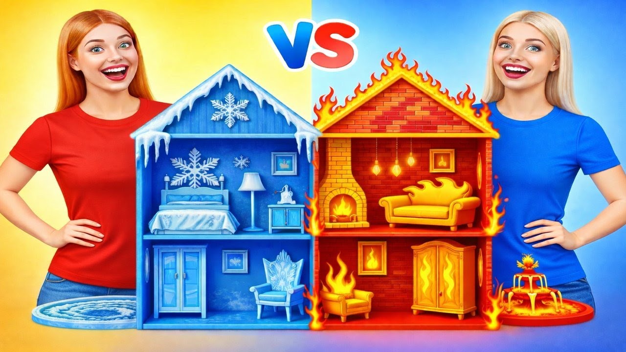 HOT VS COLD HOUSE CHALLENGE 🔥DIY Hacks💧 1-star vs 5-star Crafts With Paper by 123 GO!