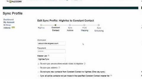 Highrise CRM to multiple Constant Contact accounts
