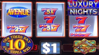 Look at all those 7s & Multipliers on this new slot! 10 Times Pay + Grand Avenue + Double Top Dollar