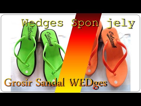  Wedges  Spon  jely motif BJG Pusat Grosir Sandal  WEDges  