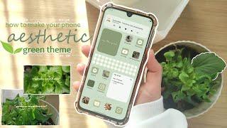 how to make your phone aesthetic | green theme | cute aesthetic | android phone screenshot 1