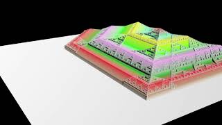 Cellular automata infinite growth. Mayan temple. SideFX Houdini VEX.