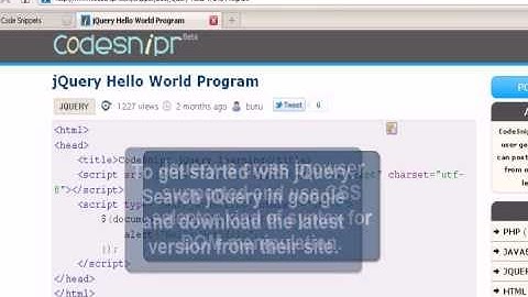 JQUERYTutoriral : JQuery Hello World Program