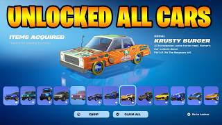 How To Get ALL Rocket League Cars FREE In Fortnite (Unlocked Lightning McQueen Bugatti, Sweet Tooth)