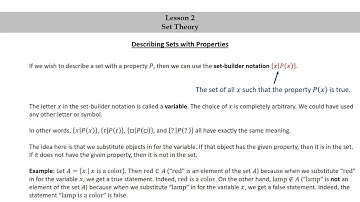 Pure Math for Pre-Beginners - Lesson 2 - Set Theory - Part 3 - Describing Sets with Properties