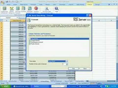 SQL Server 2005 Data Mining Forecasting in Excel