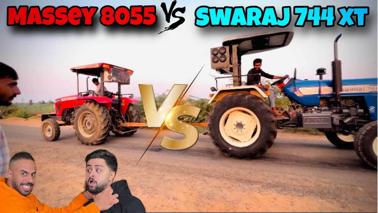 Massey 8055👑vs swaraj 744 XT || Massey 7250 VS Swaraj 744 XT || maha mukabla video 💪🏻😩😎…#massey8055