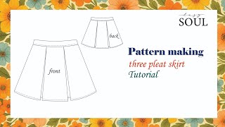 Three Pleat Skirt Pattern Making | Box Pleat or Inverted Pleat Skirt Drafting Tutorial #diy 