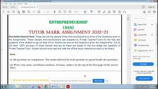 Nios 10 Entrepreneurship 249 Solve assignment 2023 English medium Free screenshot 5