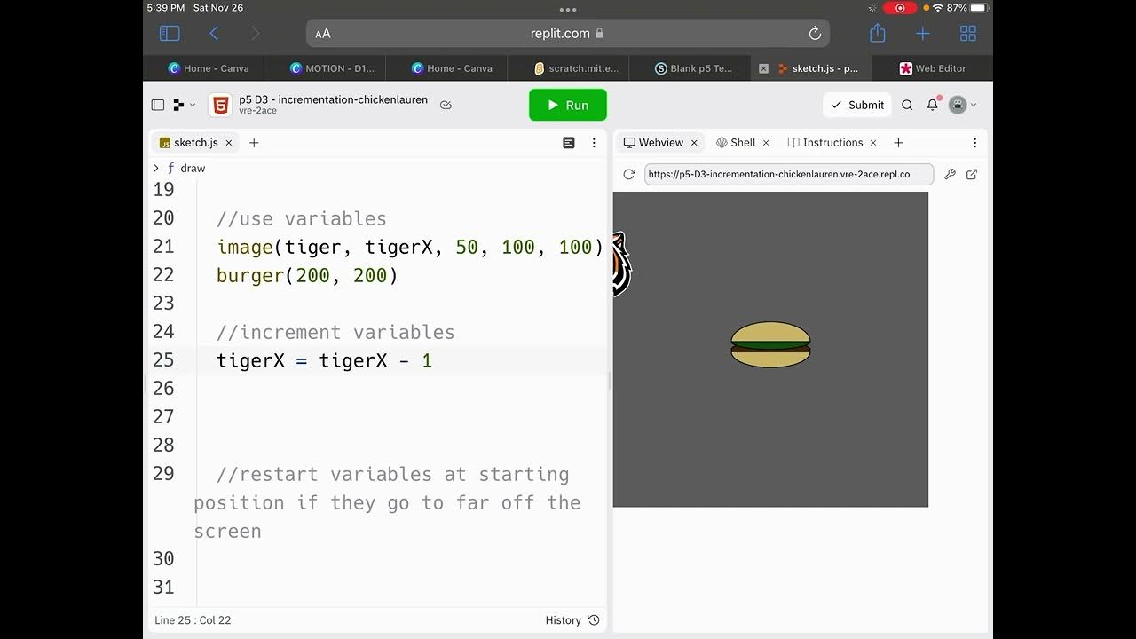 increment a variable in p5.js - YouTube
