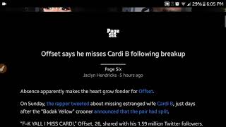 Offset Says On Twitter That He Misses Cardi B