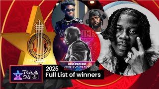 Full List Of Winners - The 26Th Telecel Ghana Music Awards