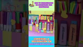 Haz tu ORGANIZADOR DE ESCRITORIO solo con CARTULINAS y pegamento - UNICORNIO | Manualidades aPasos