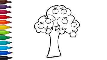 Vẽ cây táo đơn giản nhất | How to draw a Apple tree | Drawing Tutorials